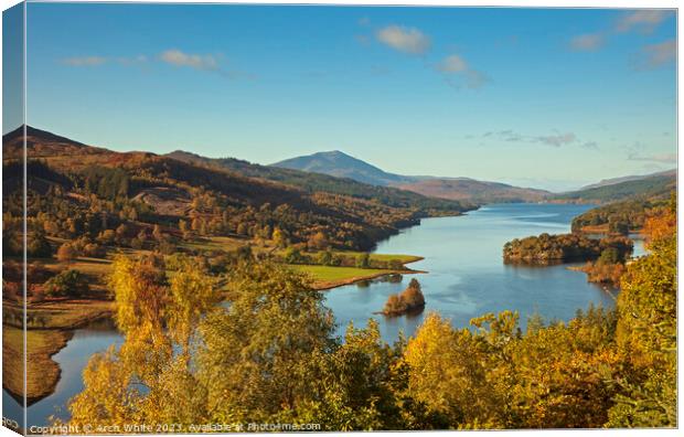 Queens View and Loch Tummel,Tay Forest Park, Scotl Canvas Print by Arch White