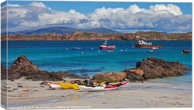 Isle of Iona beach looking towards Isle of Mull, I Canvas Print by Arch White