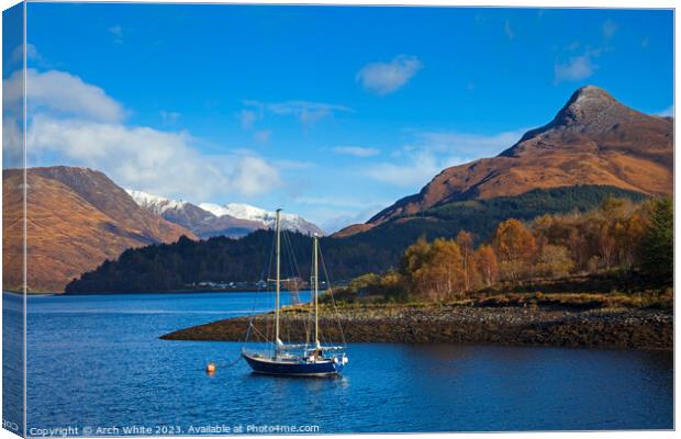 Loch Leven with the Pap of Glencoe mountain Canvas Print by Arch White