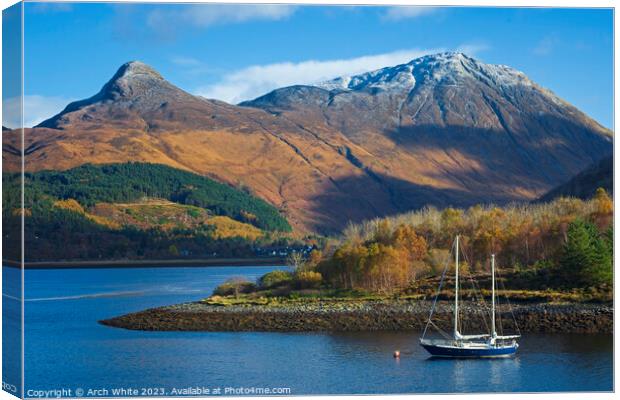 Loch Leven with the Pap of Glencoe mountain  Canvas Print by Arch White