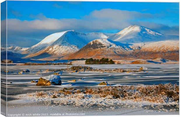 Snow covered Rannoch Moor, Black Mount, Lochaber,  Canvas Print by Arch White
