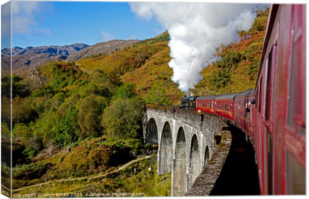 On board Jacobite Steam Train, Glenfinnan Viaduct, Canvas Print by Arch White