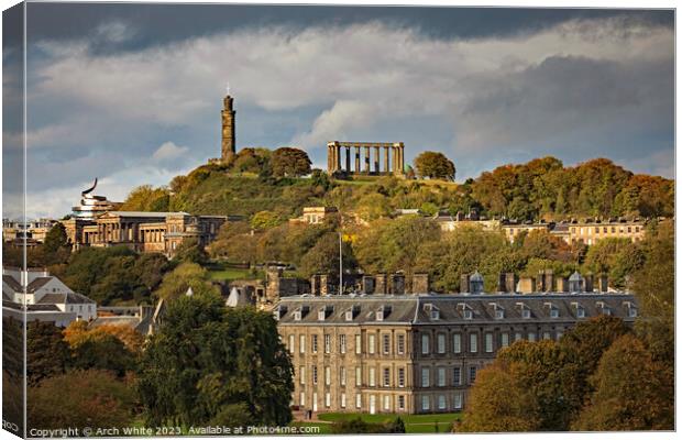 Edinburgh architecture viewed from Holyrood Park, Scotland, UK Canvas Print by Arch White