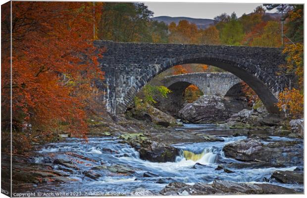 Invermoriston, with Thomas Teford road Bridge fore Canvas Print by Arch White