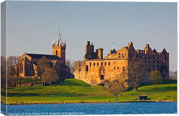 Linlithgow Palace with St Michael's Parish Church to the south a Canvas Print by Arch White