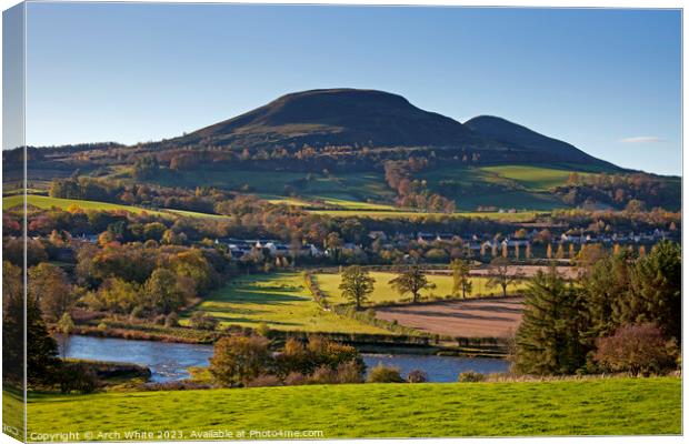 Eildon Hills with River Tweed, Melrose, Scottish B Canvas Print by Arch White