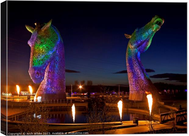 The Kelpies at The Helix project, Grangemouth, Sco Canvas Print by Arch White