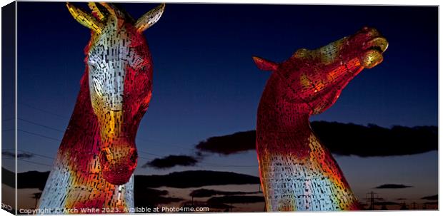 The Kelpies at The Helix project, Grangemouth, Sco Canvas Print by Arch White