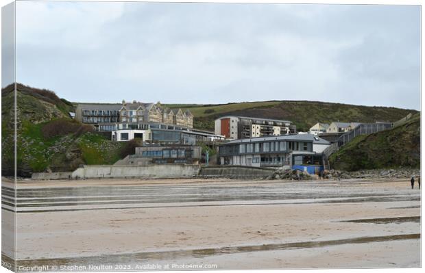 Watergate Bay Beach and Hotel Canvas Print by Stephen Noulton