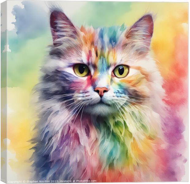 Rainbow Persian Cat Canvas Print by Stephen Noulton