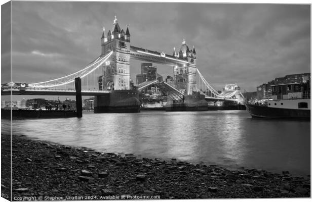 Tower Bridge Opening at Night Canvas Print by Stephen Noulton