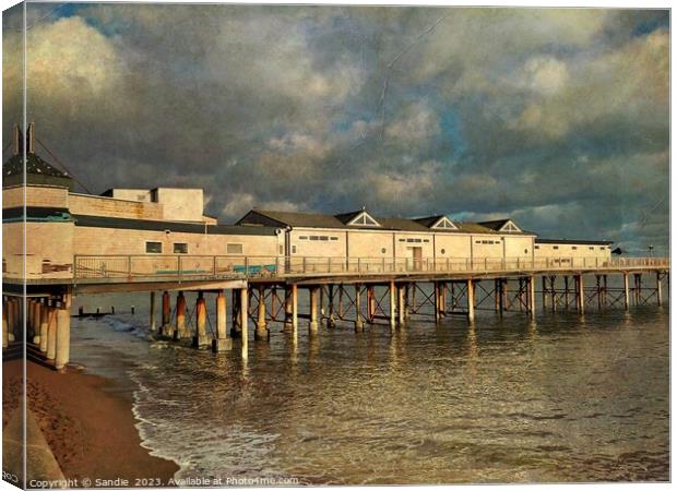 Teignmouth Pier, in winter jutting out to sea Canvas Print by Sandie 