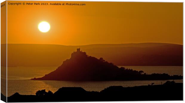 Sunset over St Michaels Mount Canvas Print by Peter Park