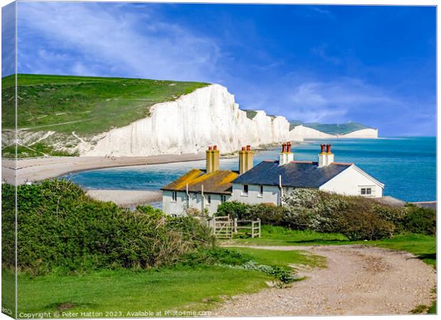 The Severn Sisters and Beachy Head  Canvas Print by Peter Hatton