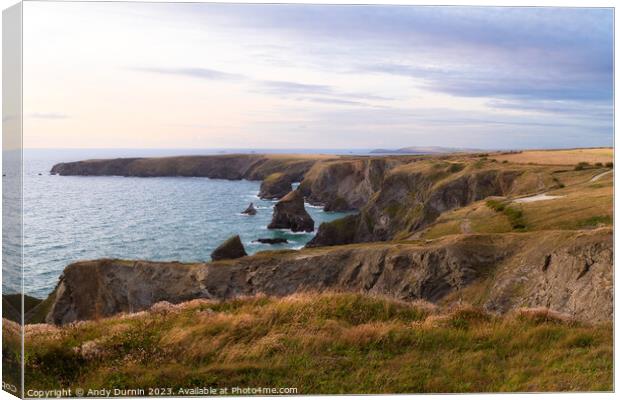 Bedruthan Steps on the North Coast of Cornwall Canvas Print by Andy Durnin
