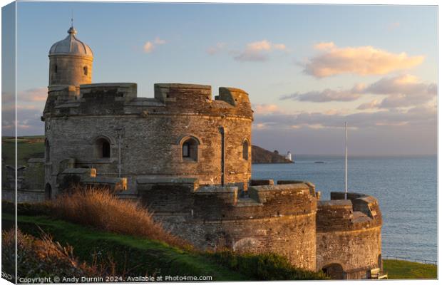 St Mawes Castle and St Anthony Head lighthouse Canvas Print by Andy Durnin