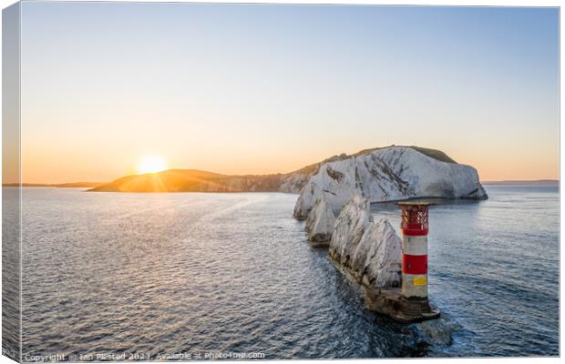 The Needles Lighthouse at dawn 1 Canvas Print by Ian Plested