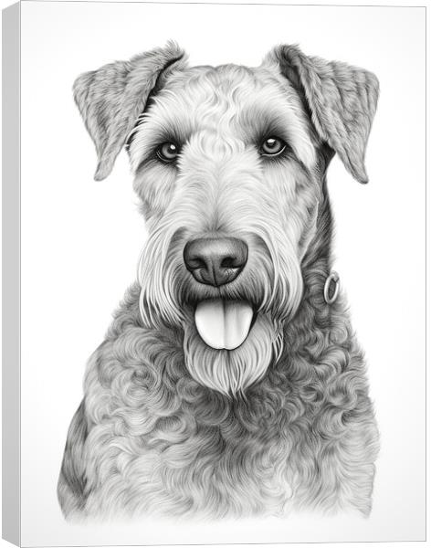 Airedale Terrier Pencil Drawing Canvas Print by K9 Art