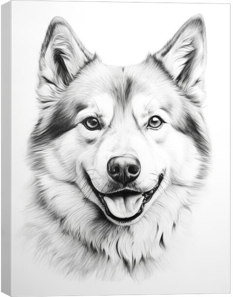 Akita Pencil Drawing Canvas Print by K9 Art