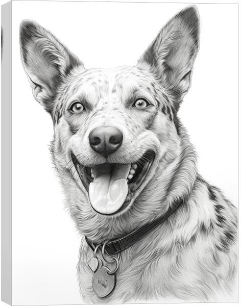 Australian Cattle Dog Pencil Drawing Canvas Print by K9 Art