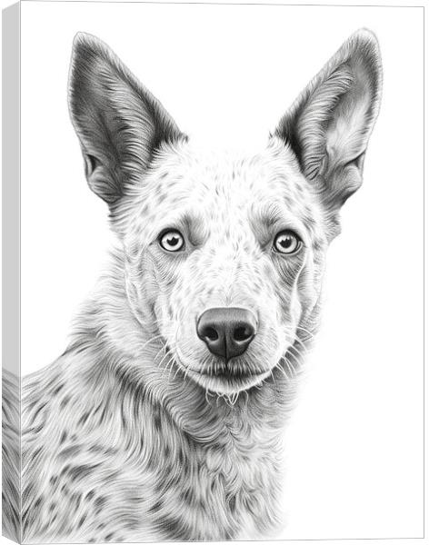 Australian Cattle Dog Pencil Drawing Canvas Print by K9 Art