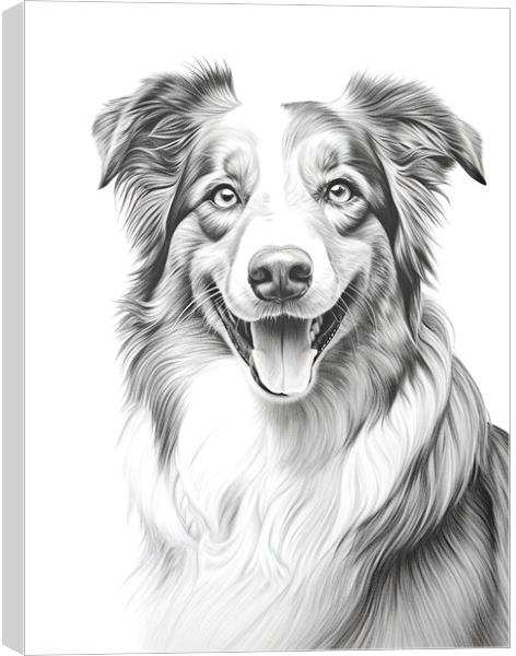 Australian Shepherd Dog Pencil Drawing Canvas Print by K9 Art