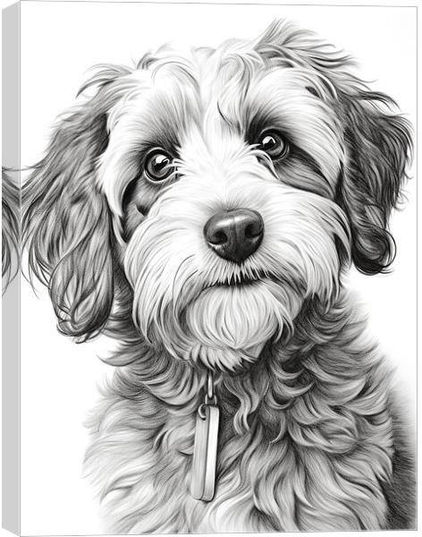 Barbet Pencil Drawing Canvas Print by K9 Art