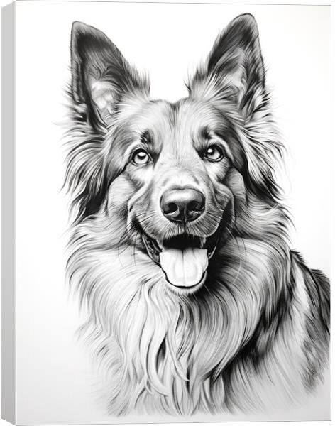 Belgian Sheepdog Pencil Drawing Canvas Print by K9 Art