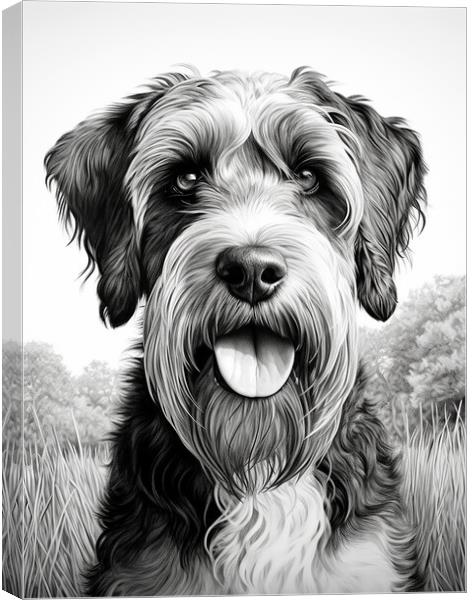 Black Russian Terrier Pencil Drawing Canvas Print by K9 Art