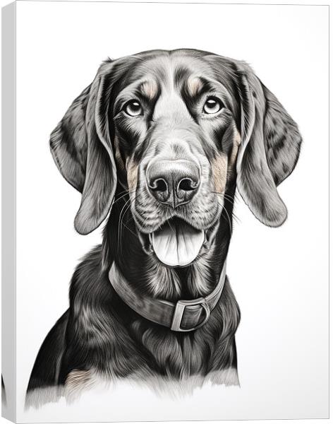 Black And Tan Coonhound Pencil Drawing Canvas Print by K9 Art