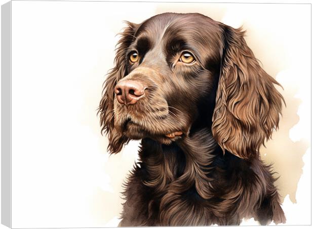 American Water Spaniel Pencil Drawing Canvas Print by K9 Art