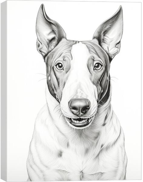 Bull Terrier Pencil Drawing Canvas Print by K9 Art