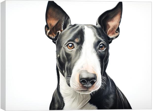 Bull Terrier Pencil Drawing Canvas Print by K9 Art