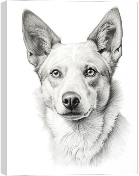 Canaan Dog Pencil Drawing Canvas Print by K9 Art