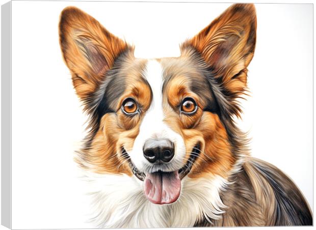 Cardigan Welsh Corgi Pencil Drawing Canvas Print by K9 Art