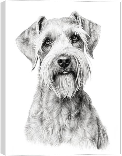 Cesky Terrier Pencil Drawing Canvas Print by K9 Art