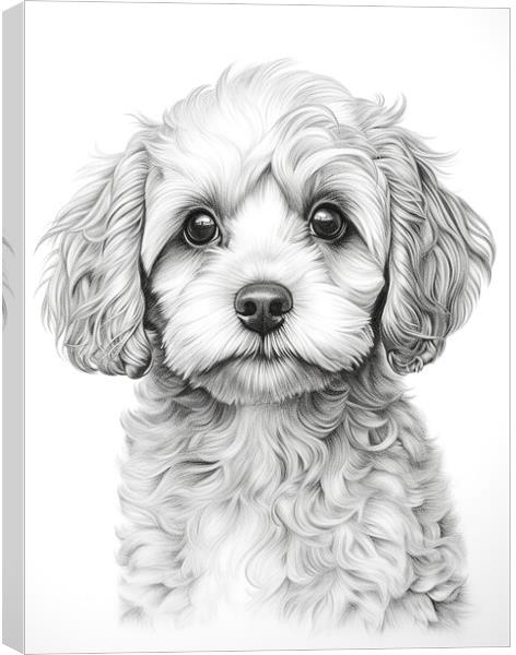 Cavapoo Pencil Drawing Canvas Print by K9 Art