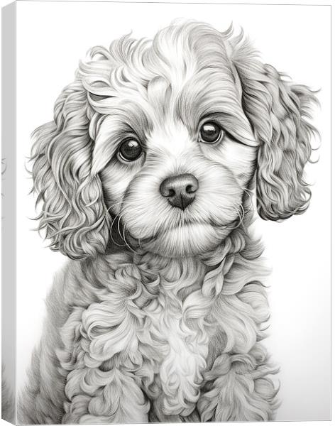 Cavapoo Pencil Drawing Canvas Print by K9 Art