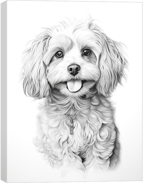 Cavapoo Pencil Drawing Canvas Print by K9 Art