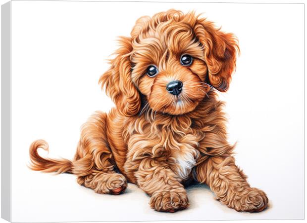 Cavapoo Pencil Drawing Canvas Print by K9 Art