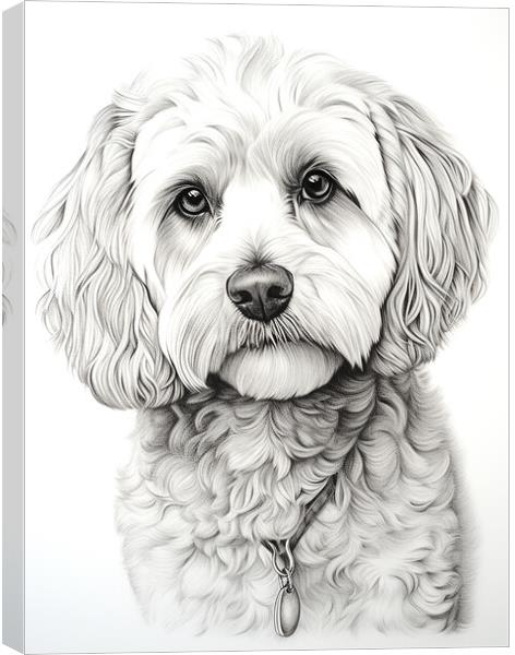 Cockapoo Pencil Drawing Canvas Print by K9 Art