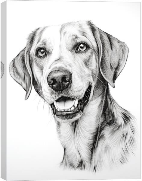 English Foxhound Pencil Drawing Canvas Print by K9 Art