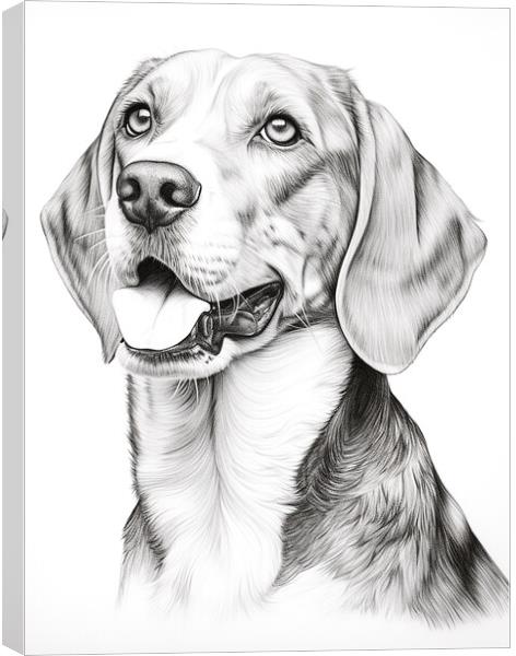 English Foxhound Pencil Drawing Canvas Print by K9 Art