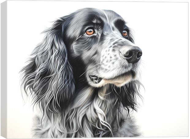 English Setter Pencil Drawing Canvas Print by K9 Art