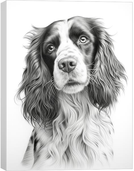 English Springer Spaniel Pencil Drawing Canvas Print by K9 Art