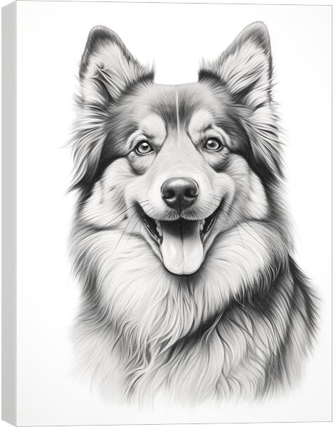 Finnish Lapphund Pencil Drawing Canvas Print by K9 Art