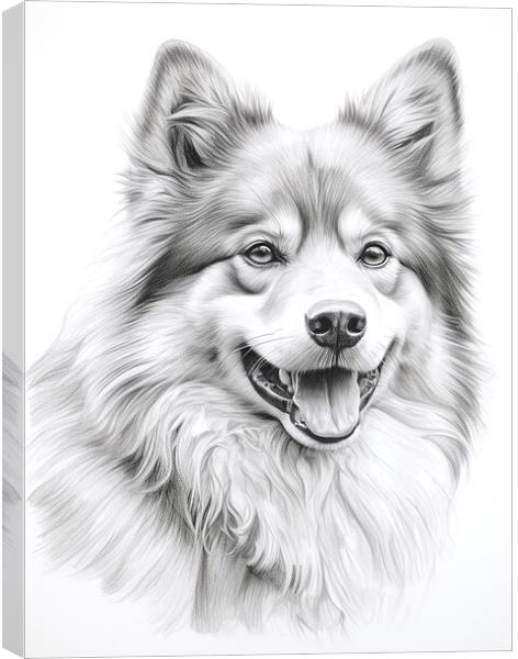 Finnish Lapphund Pencil Drawing Canvas Print by K9 Art