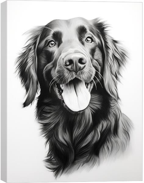 Flat Coated Retriever Pencil Drawing Canvas Print by K9 Art
