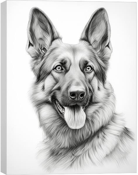 German Shepherd Dog Pencil Drawing Canvas Print by K9 Art