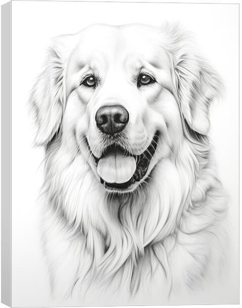 Great Pyrenees Pencil Drawing Canvas Print by K9 Art